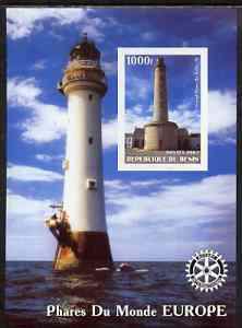 Benin 2003 Lighthouses of Europe imperf m/sheet #02 with Rotary Logo unmounted mint, stamps on , stamps on  stamps on lighthouses, stamps on  stamps on rotary