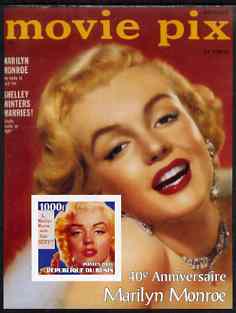 Benin 2003 40th Death Anniversary of Marilyn Monroe #05 - Movie Pix magazine imperf m/sheet unmounted mint, stamps on movies, stamps on films, stamps on cinema, stamps on women, stamps on marilyn monroe, stamps on 