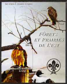 Congo 2004 Birds - Forets et Prairies de L'Est #1 (Bird of Prey) imperf s/sheet with Scout Logo in background unmounted mint , stamps on birds, stamps on birds of prey, stamps on scouts