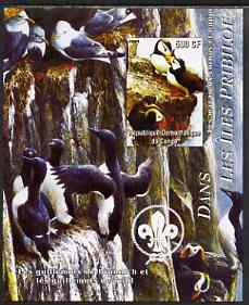 Congo 2004 Birds - Dans Les Iles Pribilof imperf s/sheet with Scout Logo in background unmounted mint , stamps on , stamps on  stamps on birds, stamps on  stamps on puffins, stamps on  stamps on scouts