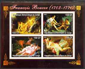 Congo 2004 Nude Paintings by Francois Boucher imperf sheetlet containing 4 values, unmounted mint, stamps on , stamps on  stamps on arts, stamps on  stamps on nudes, stamps on  stamps on boucher