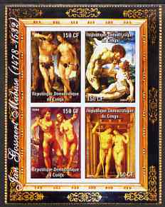 Congo 2004 Nude Paintings by Jan Gossaert Mabuse imperf sheetlet containing 4 values, unmounted mint, stamps on arts, stamps on nudes, stamps on mabuse