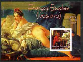 Congo 2004 Paintings by Francois Boucher imperf souvenir sheet with Rotary Logo, unmounted mint, stamps on arts, stamps on nudes, stamps on boucher, stamps on rotary