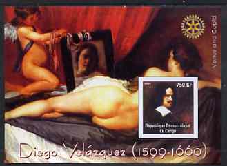 Congo 2004 Paintings by Diego VelÃ¡zquez imperf souvenir sheet with Rotary Logo, unmounted mint, stamps on arts, stamps on nudes, stamps on rotary, stamps on velazquez