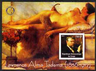 Congo 2004 Paintings by Lawrence Alma-Tadema imperf souvenir sheet with Rotary Logo, unmounted mint, stamps on , stamps on  stamps on arts, stamps on  stamps on nudes, stamps on  stamps on rotary, stamps on  stamps on alma-tadema