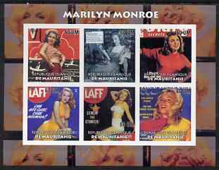 Mauritania 2003 Marilyn Monroe #2 imperf sheetlet containing 6 values unmounted mint, stamps on , stamps on  stamps on films, stamps on  stamps on cinema, stamps on  stamps on entertainments, stamps on  stamps on women, stamps on  stamps on marilyn monroe, stamps on  stamps on personalities