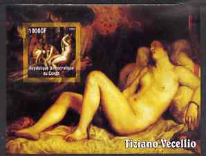 Congo 2005 Nude Paintings by Tiziano II (several girls in stamp) imperf s/sheet unmounted mint, stamps on arts, stamps on nudes, stamps on tiziano