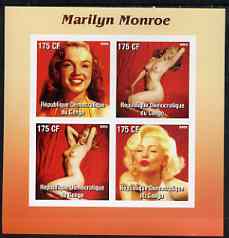 Congo 2003 Marilyn Monroe #3 imperf sheetlet containing 4 values (2 Nudes) unmounted mint, stamps on films, stamps on cinema, stamps on entertainments, stamps on music, stamps on personalities, stamps on marilyn monroe, stamps on nudes