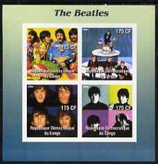 Congo 2003 The Beatles #2 imperf sheetlet containing 4 values unmounted mint, stamps on entertainments, stamps on music, stamps on pops, stamps on personalities, stamps on beatles