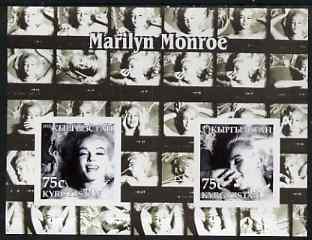 Kyrgyzstan 2003 Marilyn Monroe imperf m/sheet containing 2 values (B&W) unmounted mint, stamps on films, stamps on cinema, stamps on entertainments, stamps on music, stamps on personalities, stamps on marilyn monroe