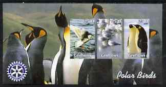 Gambia 2003 Polar Birds imperf sheetlet containing 3 values with Rotary logo, unmounted mint, stamps on , stamps on  stamps on birds, stamps on  stamps on polar, stamps on  stamps on penguins, stamps on  stamps on rotary