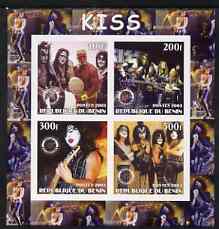 Benin 2003 Kiss #2 imperf sheetlet containing set of 4 values each with Rotary International Logo unmounted mint, stamps on personalities, stamps on entertainments, stamps on music, stamps on pops, stamps on rotary, stamps on rock