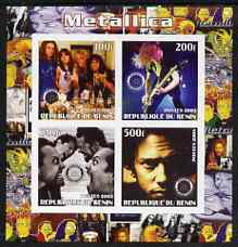 Benin 2003 Metallica #2 imperf sheetlet containing set of 4 values each with Rotary International Logo unmounted mint, stamps on personalities, stamps on entertainments, stamps on music, stamps on pops, stamps on rotary, stamps on rock