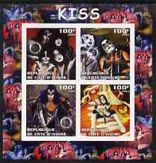 Ivory Coast 2003 Kiss #2 imperf sheetlet containing set of 4 values each with Rotary International Logo unmounted mint, stamps on personalities, stamps on entertainments, stamps on music, stamps on pops, stamps on rotary, stamps on rock