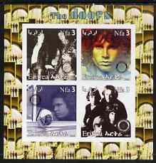 Eritrea 2003 The Doors (pop group) imperf sheetlet containing set of 4 values each with Rotary International Logo unmounted mint, stamps on , stamps on  stamps on personalities, stamps on  stamps on entertainments, stamps on  stamps on music, stamps on  stamps on pops, stamps on  stamps on rotary