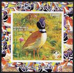 Ivory Coast 2003 Birds - Bustard composite imperf sheetlet containing 1 value + 1 label with Scouts Logo, unmounted mint, stamps on birds, stamps on scouts, stamps on 