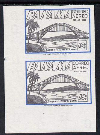 Panama 1962 Thatcher Bridge 10c unmounted mint imperf pair, as SG 768, stamps on bridges    civil engineering