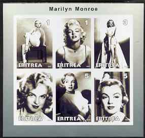 Eritrea 2001 Marilyn Monroe imperf sheetlet #2 containing 6 values unmounted mint, stamps on , stamps on  stamps on marilyn monroe, stamps on films, stamps on cinema, stamps on entertainments, stamps on women