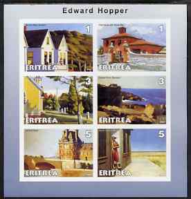 Eritrea 2001 Art of Edward Hopper #2 imperf sheetlet containing 6 values unmounted mint, stamps on arts, stamps on 