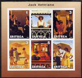 Eritrea 2001 Art of Jack Vettriano #1 imperf sheetlet containing 6 values unmounted mint, stamps on , stamps on  stamps on arts, stamps on  stamps on umbrellas