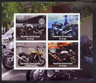 Congo 2003 Modern Motorcycles #1 imperf sheetlet containing 4 values each with Rotary Logo, unmounted mint, stamps on motorbikes, stamps on rotary