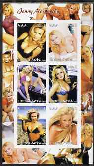 Eritrea 2003 Jenny McCarthy imperf sheetlet containing set of 6 values unmounted mint, stamps on women, stamps on films, stamps on cinema