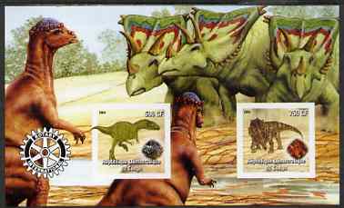 Congo 2004 Dinosaurs imperf sheetlet containing 2 values with Rotary Logo unmounted mint, stamps on dinosaurs, stamps on rotary