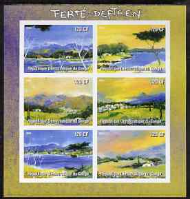 Congo 2004 Landscape Paintings by Ferte-Defteen imperf sheetlet containing set of 6 unmounted mint, stamps on , stamps on  stamps on arts