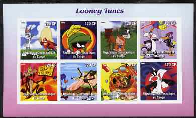 Congo 2003 Looney Tunes #2 imperf sheetlet containing 8 values unmounted mint, stamps on , stamps on  stamps on films, stamps on  stamps on movies, stamps on  stamps on cartoons, stamps on  stamps on balloons