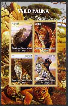 Congo 2005 Wild Fauna (Big Cats) imperf sheetlet containing 4 values unmounted mint, stamps on cats, stamps on 