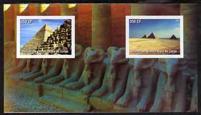 Congo 2003 Pyramids of Egypt imperf souvenir sheet containing 2 values, unmounted mint, stamps on , stamps on  stamps on monuments, stamps on  stamps on egyptology, stamps on  stamps on pyramids, stamps on  stamps on tourism