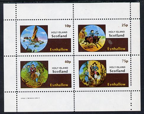 Eynhallow 1982 Fairy Tales (Adventures in the Jungle) perf sheetlet containing set of 4 values unmounted mint, stamps on , stamps on  stamps on fairy tales, stamps on  stamps on literature, stamps on  stamps on children, stamps on  stamps on horses, stamps on  stamps on sailing