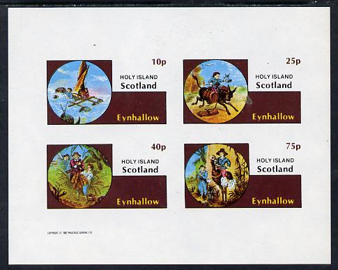 Eynhallow 1982 Fairy Tales (Adventures in the Jungle) imperf sheetlet containing set of 4 values unmounted mint, stamps on , stamps on  stamps on fairy tales, stamps on  stamps on literature, stamps on  stamps on children, stamps on  stamps on horses, stamps on  stamps on sailing