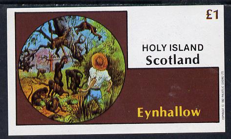 Eynhallow 1982 Fairy Tales (Adventures in the Jungle) imperf souvenir sheet (£1 value) unmounted mint, stamps on fairy tales, stamps on literature, stamps on children, stamps on horses, stamps on apes