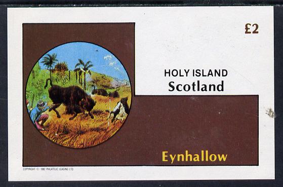 Eynhallow 1982 Fairy Tales (Adventures in the Jungle) imperf deluxe sheet (£2 value) unmounted mint, stamps on fairy tales, stamps on literature, stamps on children, stamps on bison