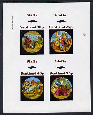 Staffa 1982 Fairy Tales (High Society) imperf sheetlet containing set of 4 values unmounted mint, stamps on fairy tales, stamps on literature, stamps on children, stamps on horses