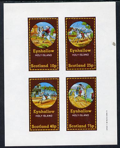 Eynhallow 1982 Fairy Tales (Riding a Horse #2) imperf sheetlet containing set of 4 values unmounted mint, stamps on fairy tales, stamps on literature, stamps on children, stamps on horses