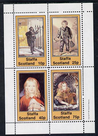 Staffa 1981 Dickensian Children perf sheetlet containing set of 4 values unmounted mint, stamps on , stamps on  stamps on , stamps on  stamps on literature, stamps on  stamps on children, stamps on  stamps on dickens