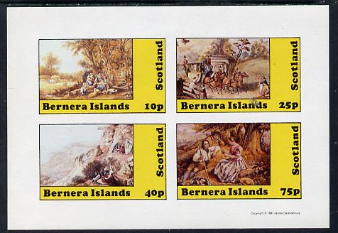 Bernera 1981 Paintings of English Country Life imperf sheetlet containing set of 4 values unmounted mint, stamps on arts