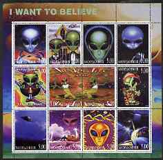 Mordovia Republic 2000 I Want to Believe (Sci-Fi) perf sheetlet containing 12 values unmounted mint, stamps on entertainments, stamps on sci-fi, stamps on 