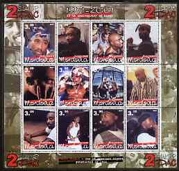 Mordovia Republic 2001 Tupac Shakur (Rap Artist) perf sheetlet containing set of 12 values unmounted mint, stamps on , stamps on  stamps on personalities, stamps on  stamps on entertainments, stamps on  stamps on music