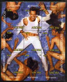 Abkhazia 2000 Ricky Martin composite perf sheetlet containing 9 values unmounted mint, stamps on personalities, stamps on music, stamps on pops