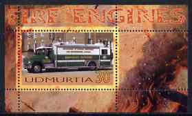 Udmurtia Republic 2006 Fire Engines perf m/sheet #2 unmounted mint, stamps on , stamps on  stamps on fire