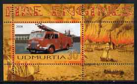 Udmurtia Republic 2006 Fire Engines perf m/sheet #3 unmounted mint, stamps on , stamps on  stamps on fire