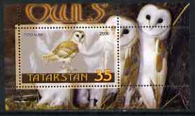 Tatarstan Republic 2006 Owls perf m/sheet #1 unmounted mint, stamps on , stamps on  stamps on birds, stamps on  stamps on birds of prey, stamps on  stamps on owls