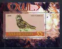 Tatarstan Republic 2006 Owls perf m/sheet #2 unmounted mint, stamps on birds, stamps on birds of prey, stamps on owls