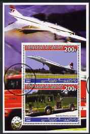 Djibouti 2006 Concorde & Spartan/Darley Pumper Fire Truck perf sheetlet containing 2 values cto used, stamps on , stamps on  stamps on concorde, stamps on  stamps on fire, stamps on  stamps on trucks