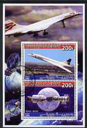 Djibouti 2006 Concorde & Apollo-Soyuz perf sheetlet containing 2 values cto used, stamps on concorde, stamps on space, stamps on apollo