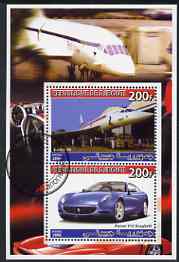 Djibouti 2006 Concorde & Ferrari 612 Scaglietti perf sheetlet containing 2 values cto used, stamps on concorde, stamps on cars, stamps on ferrari