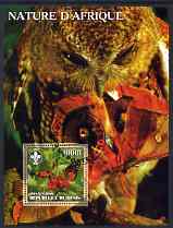 Benin 2006 Nature of Africa - Owl & Butterfly (with Scout Logo) perf m/sheet cto used, stamps on scouts, stamps on birds of prey, stamps on owls, stamps on birds, stamps on butterflies